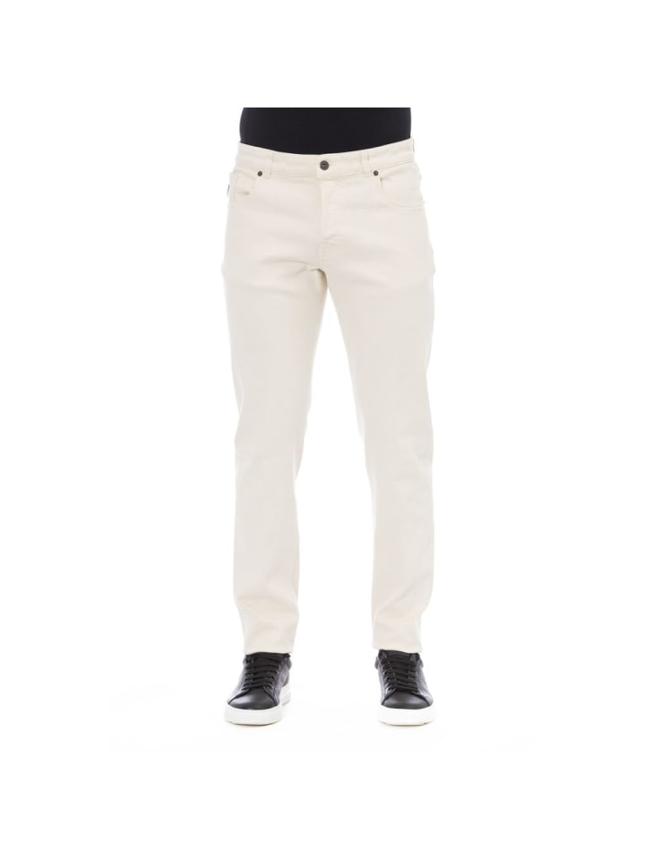 Weiß Baumwolle Herren Hose