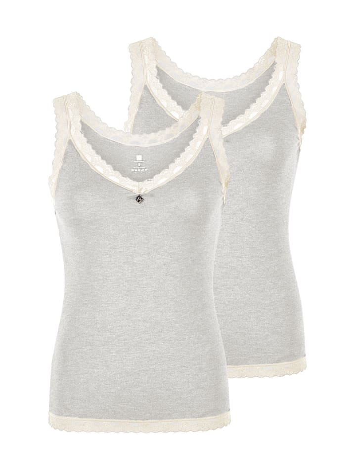2er Pack Damen Top in ivory grey