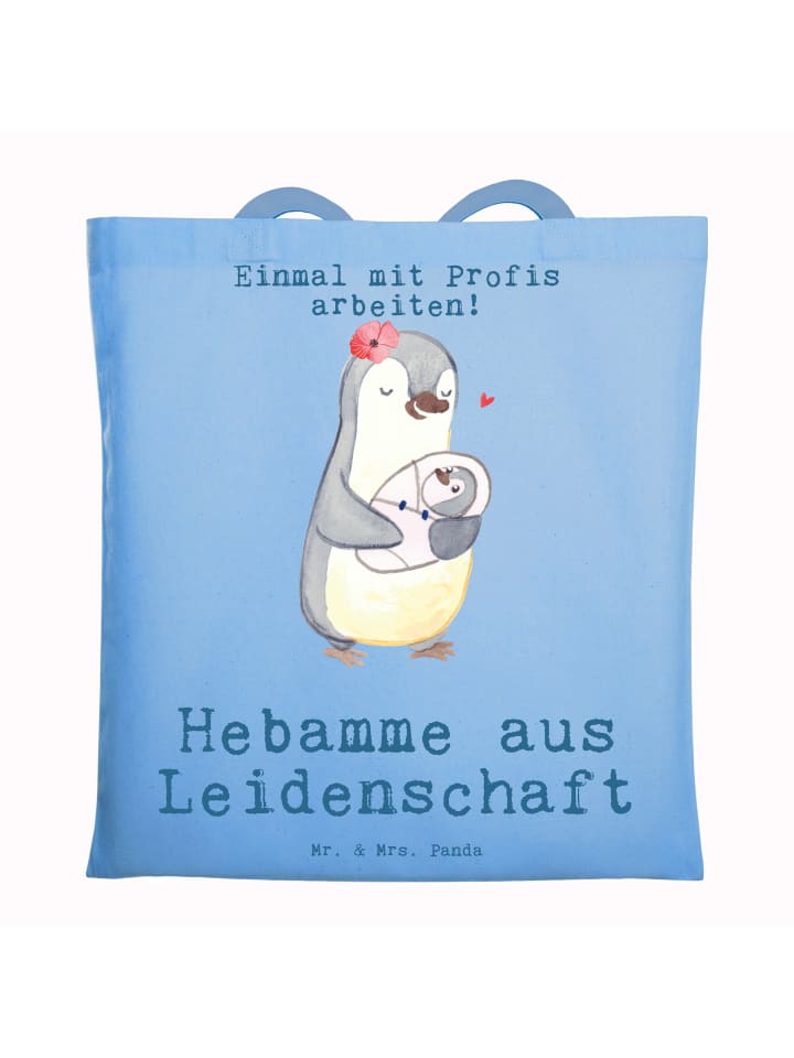Shopping Bag Hebamme Leidenschaft mit Spruch in Sky Blue