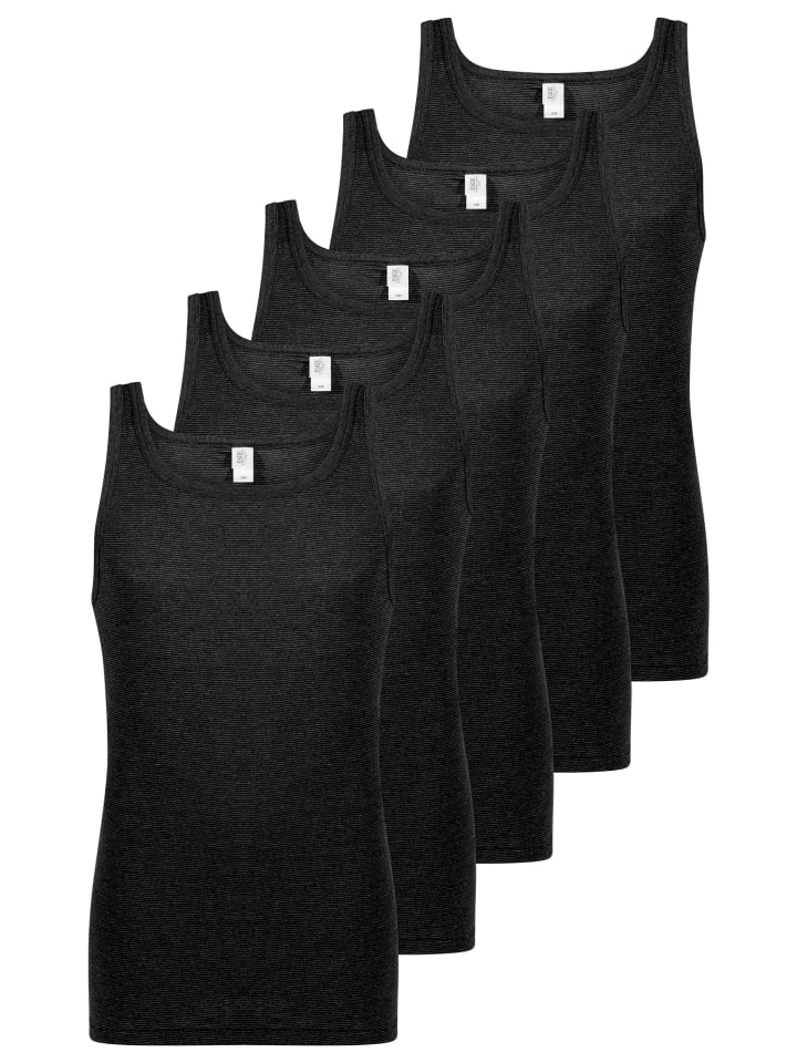 Unterhemd / Tanktop Feinripp Jeans in Schwarz