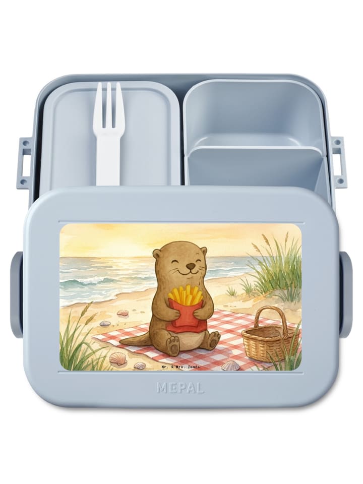 Brotdose Otter Pommes Design ohne Spruch in Blau Pastell