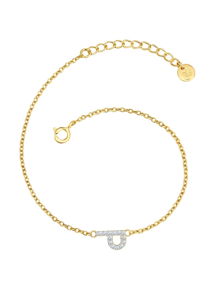Armband Buchstabe P aus Sterling Silber mit Zirkonia in gelbgold