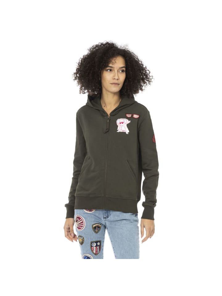 Grün Baumwolle Damen Hoodie