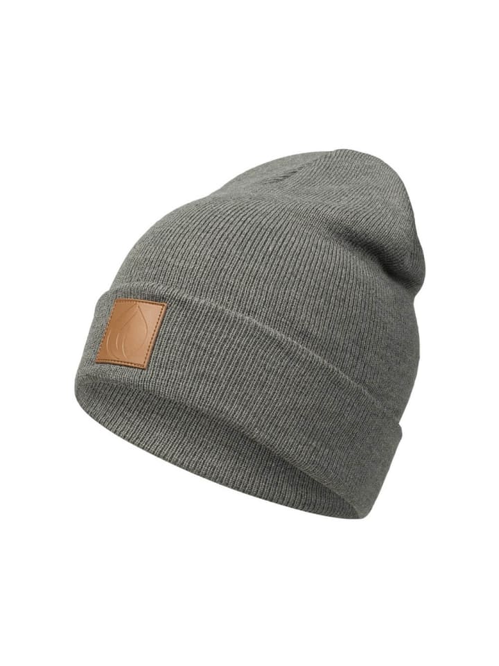 Winter Mütze Beanie Braun Label in Charcoal