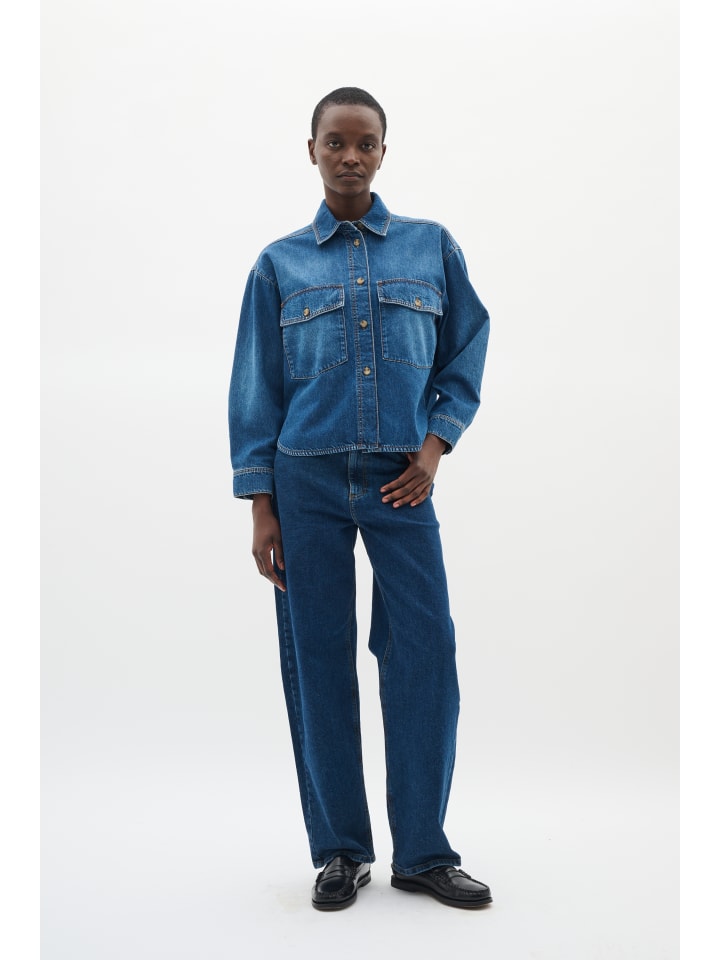 Langarm - Hemd NaavaIW Lockere Passform in Medium Vintage