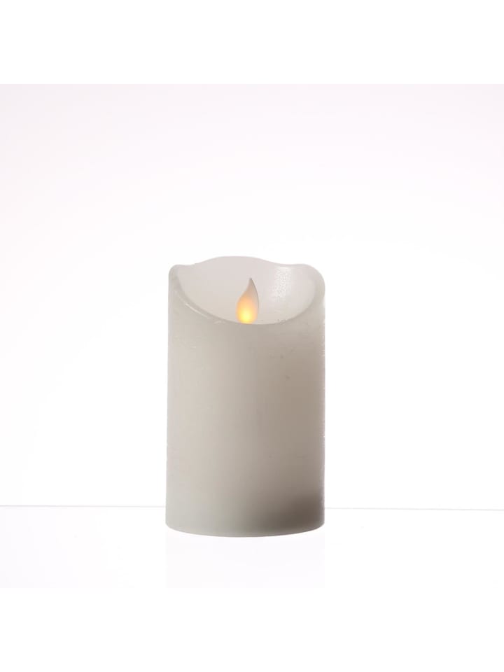 LED Kerze mit beweglicher Flamme Echtwachs Rustik-Optik H: 12,5cm in weiß