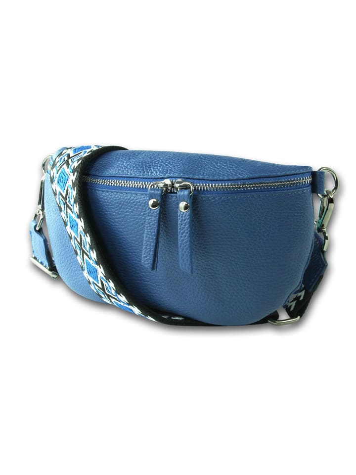 Leder Gürteltasche Toscanto Tasche blau, mehrfarbig ca. 25cm