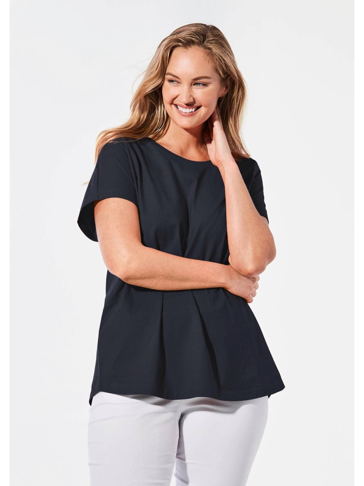 Lässiges Shirt mit Rundhalsausschnitt in marine