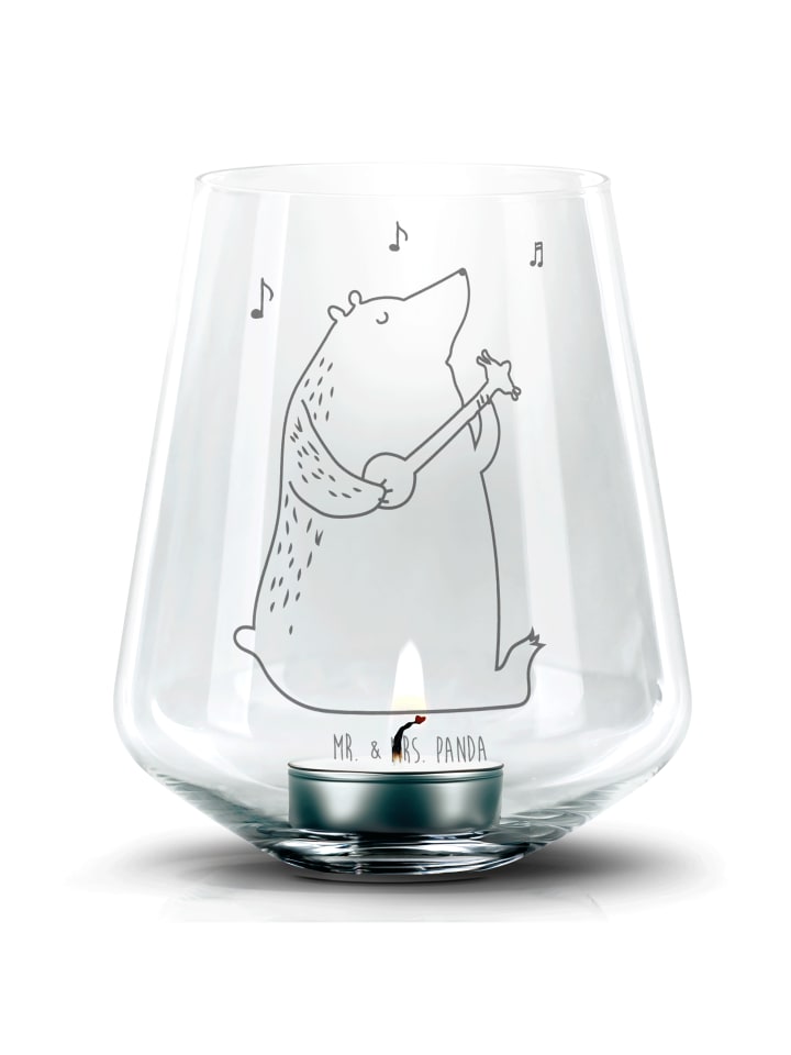 Windlicht Bär Gitarre ohne Spruch in Transparent