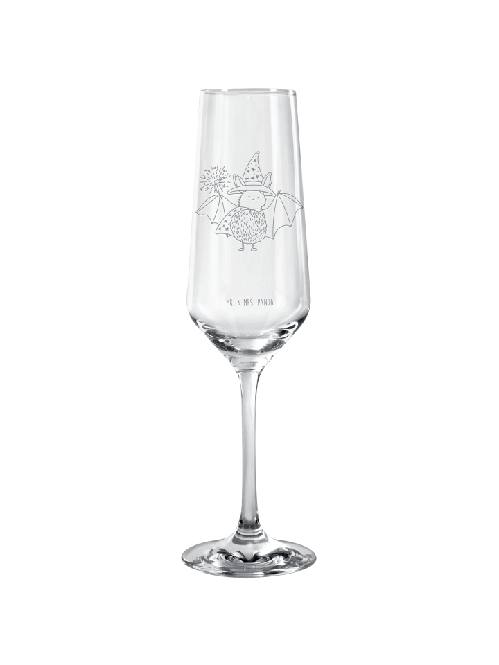 Champagnerglas Fledermaus Zauberer ohne Spruch in Transparent