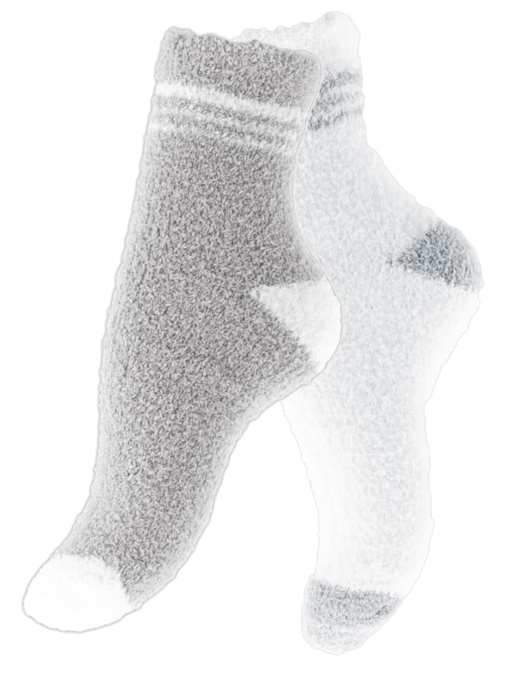 Kuschelsocken 4 Paar in grau-weiss