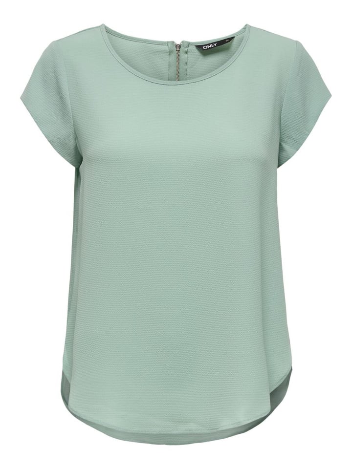 Einfarbige Kurzarm Bluse T-Shirt Oberteil ONLVIC in Mint