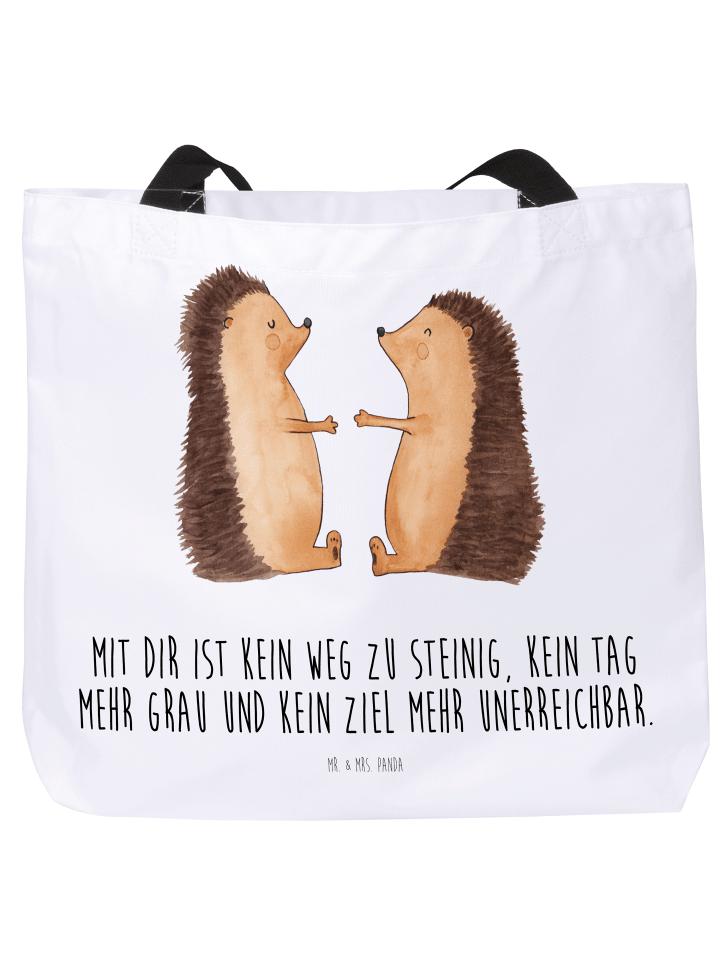 Tote Bag Igel Liebe mit Spruch in Weiß