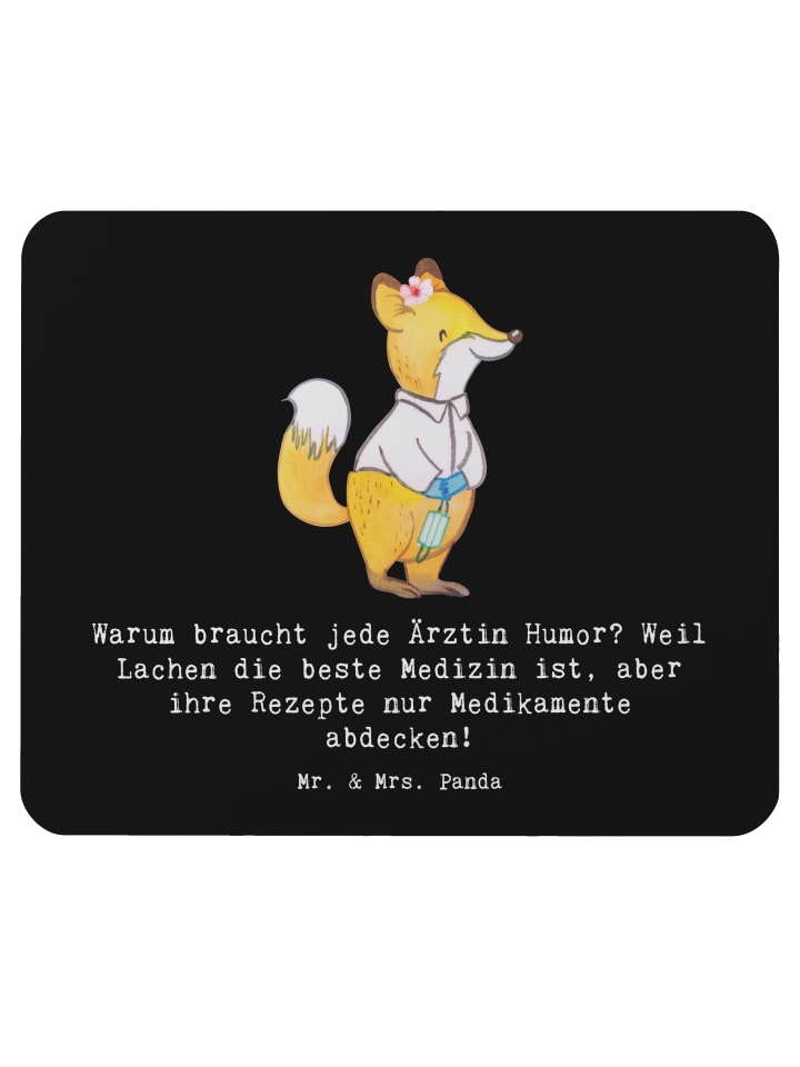 Mouse Pad Humorvolle Ärztin mit Spruch in Schwarz