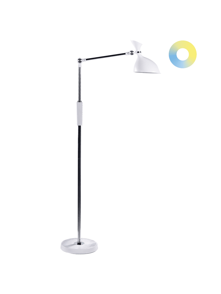 Stehleuchte ANDROMEDA in Weiß/Schwarz/Silber - (W) 52 x (H) 169 x (L) 26 cm