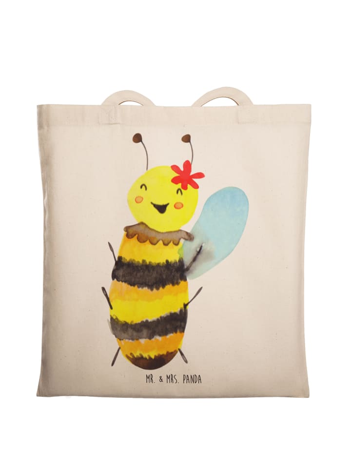 Jutebeutel Biene Happy ohne Spruch in Creme