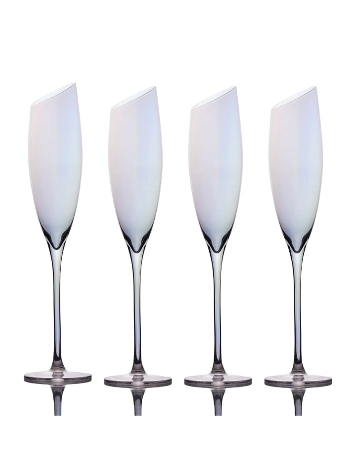 Champagner Glas Set 150 ml Sekt Prosecco Gläser in 4x mit Regenbogen Schimmer