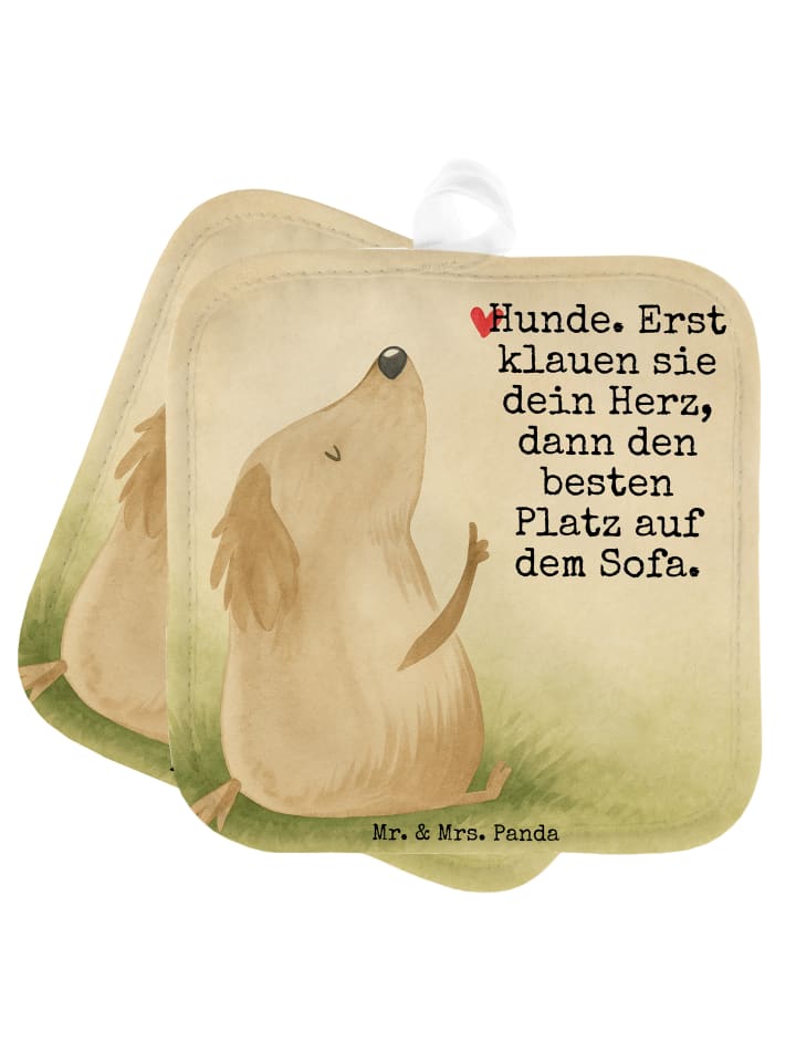 Topflappen Hund Liebe Design mit Spruch in Weiß