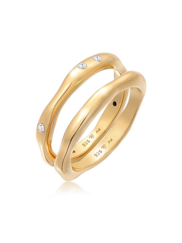Ring 925 Sterling Silber Ring Set in Gold