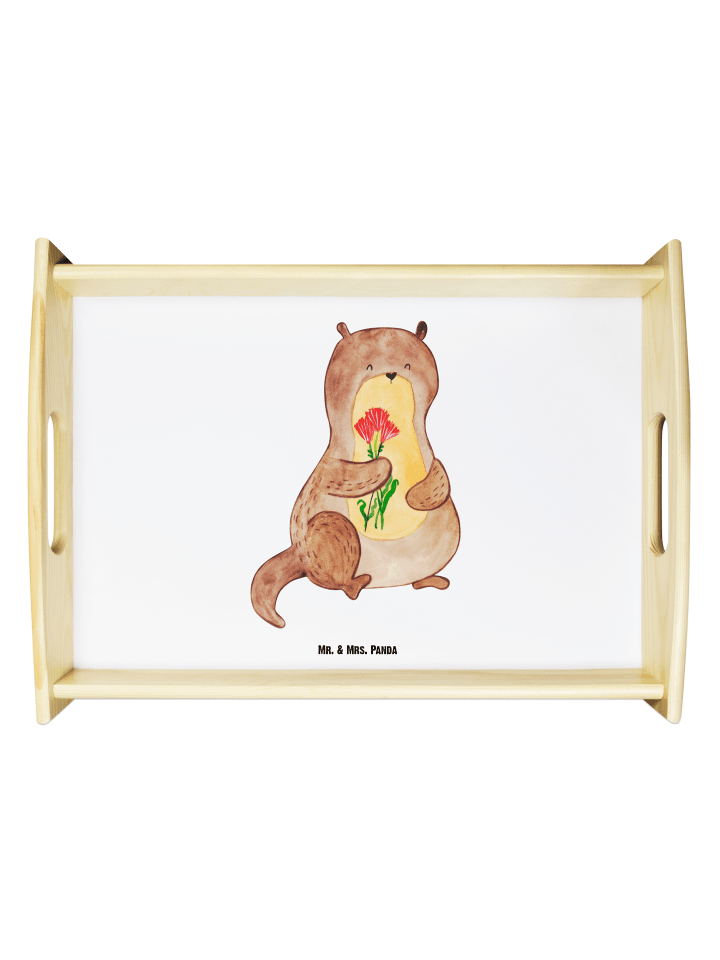 Tablett Otter Blumenstrauß ohne Spruch in Weiß