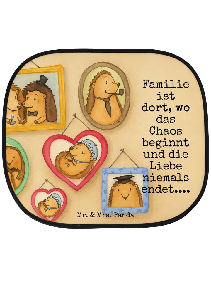 Auto Sonnenblende Igel Familie Design mit Spruch in Weiß