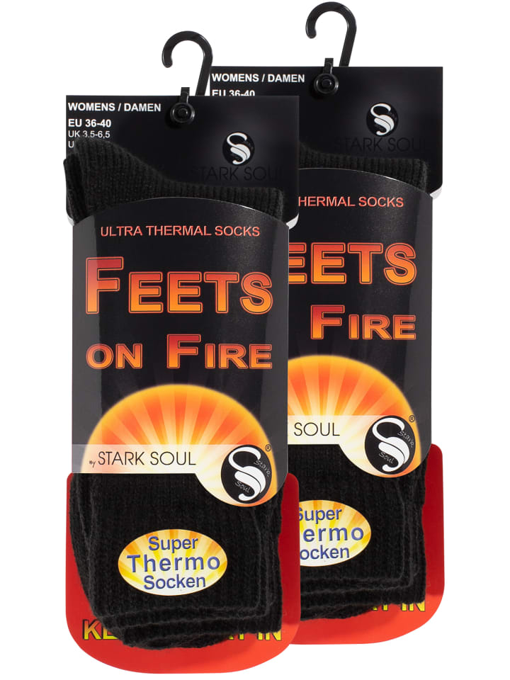Thermo Socken 2er Pack FEETS on FIRE in schwarz
