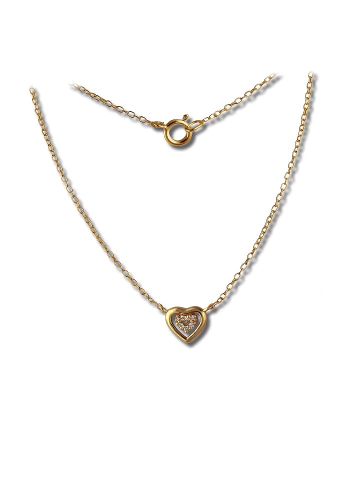 925 Silber vergoldet (Gelbgold 333) Damen SilberDream Halsketten Herz ca. 45cm