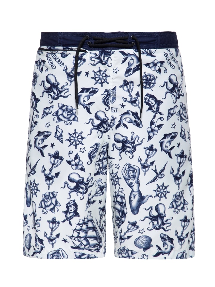 King Kerosin Badeshorts Oldschool Tattoo in navy