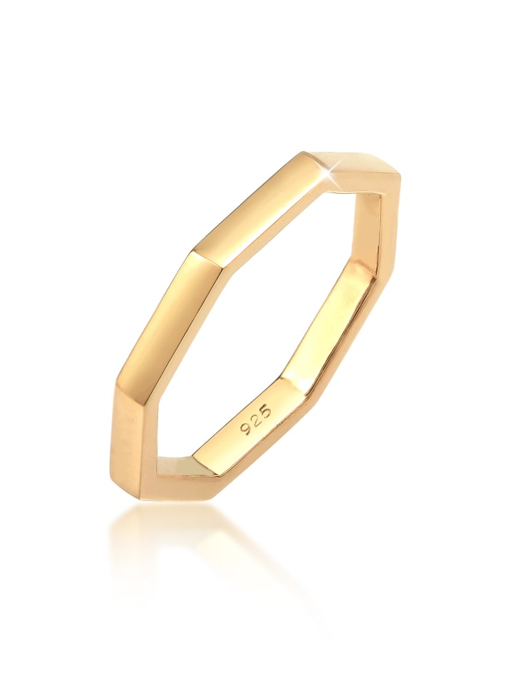 Ring 925 Sterling Silber Geo, Pinky Ring in Gold