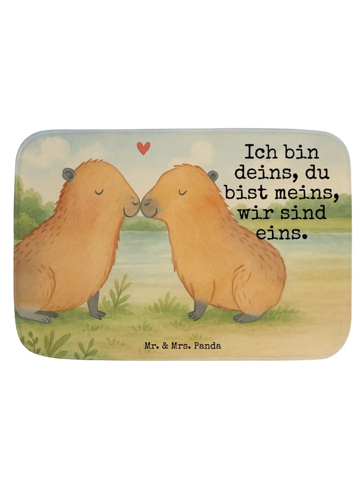 Badeteppich Capybara Liebe Design mit Spruch in Weiß