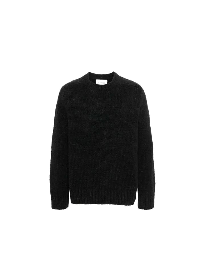 Schwarz Alpaka Leder Sweatshirt