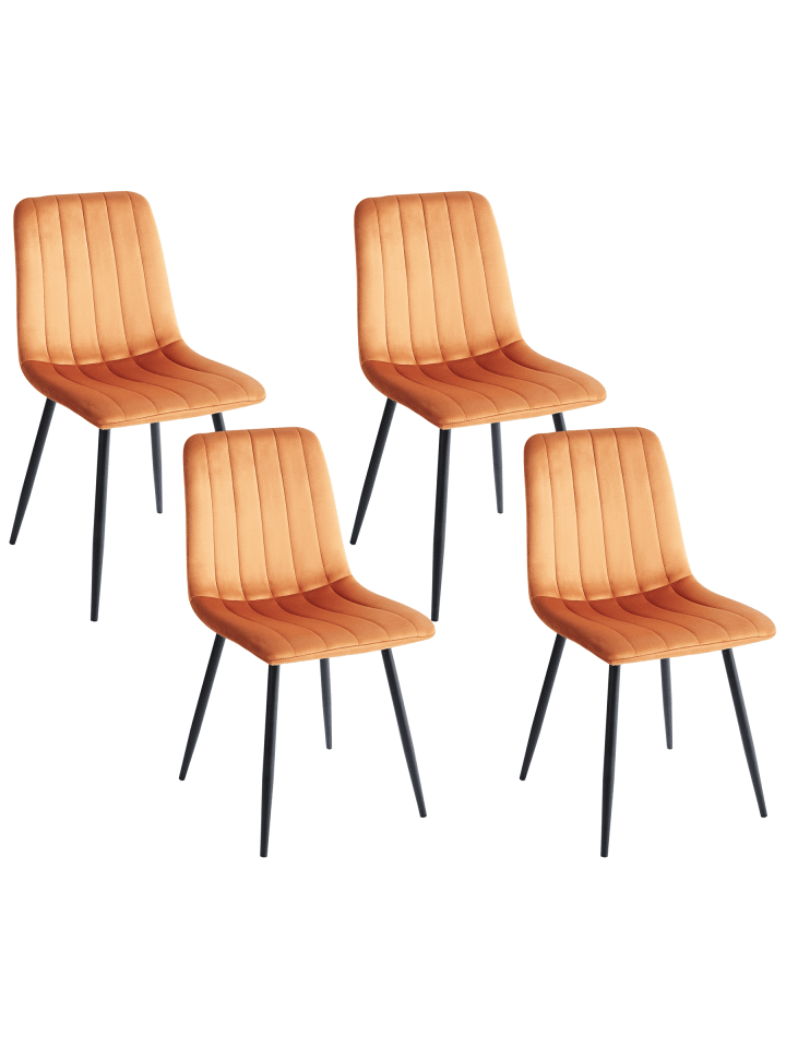 4er-Set Esszimmerstuhl KALISPELL in Orange/Schwarz