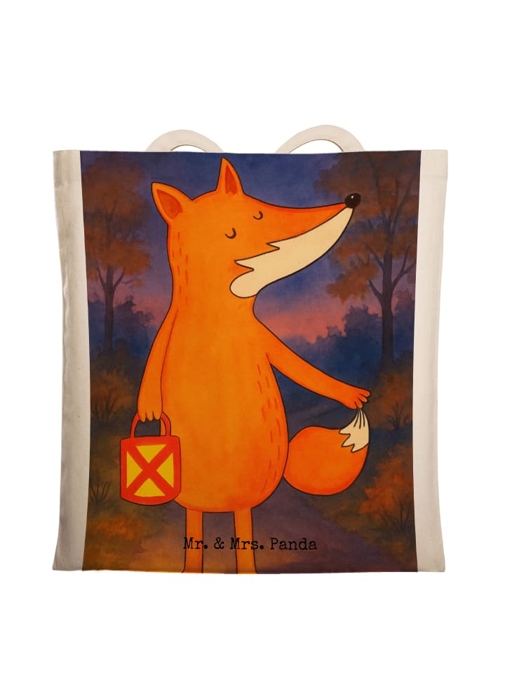 Jutebeutel Fuchs Laterne Design ohne Spruch in Weiß