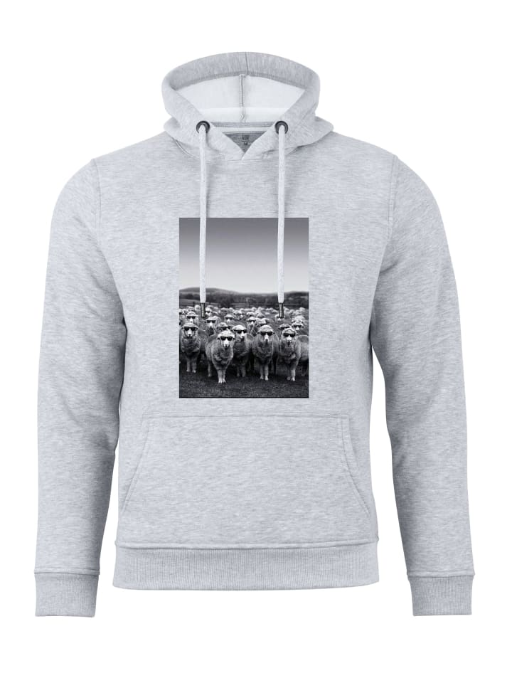 Kapuzensweatshirt Schafe mit Sonnenbrille in grau