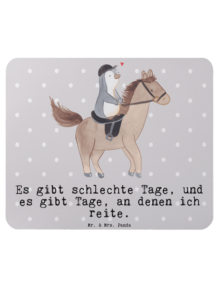 Maus Pad Pferd Reiten mit Spruch in Grau Pastell