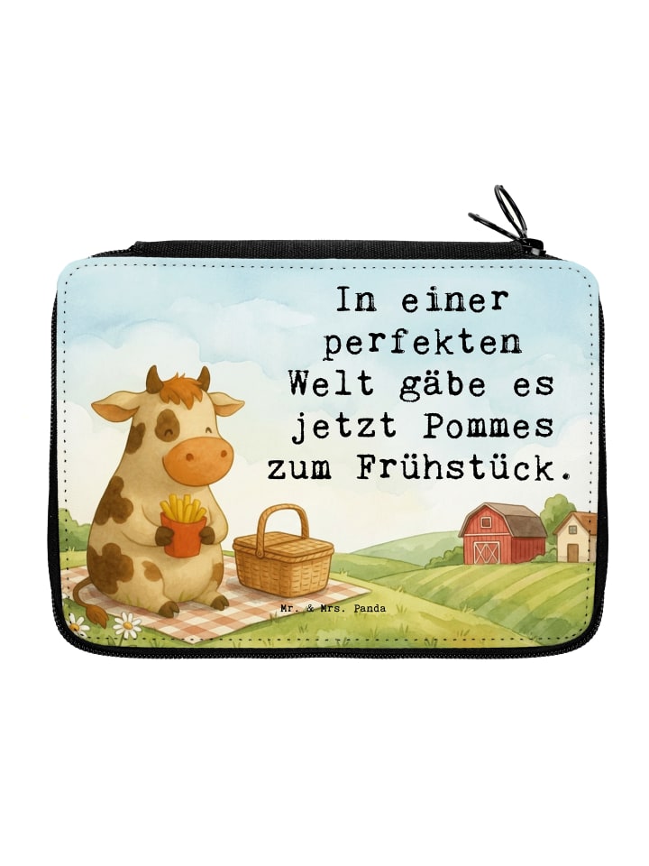 Etui Kuh Pommes Design mit Spruch in Weiß