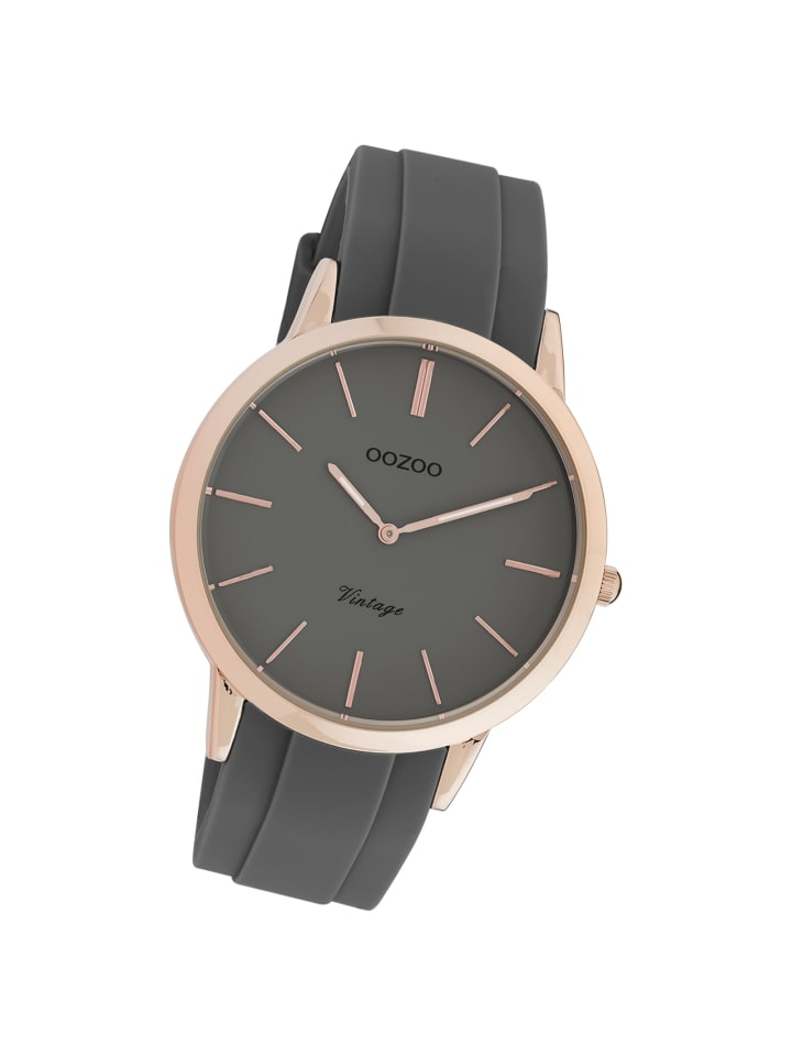 Analog-Armbanduhr Oozoo Vintage Series dunkelgrau groß (ca. 42mm)