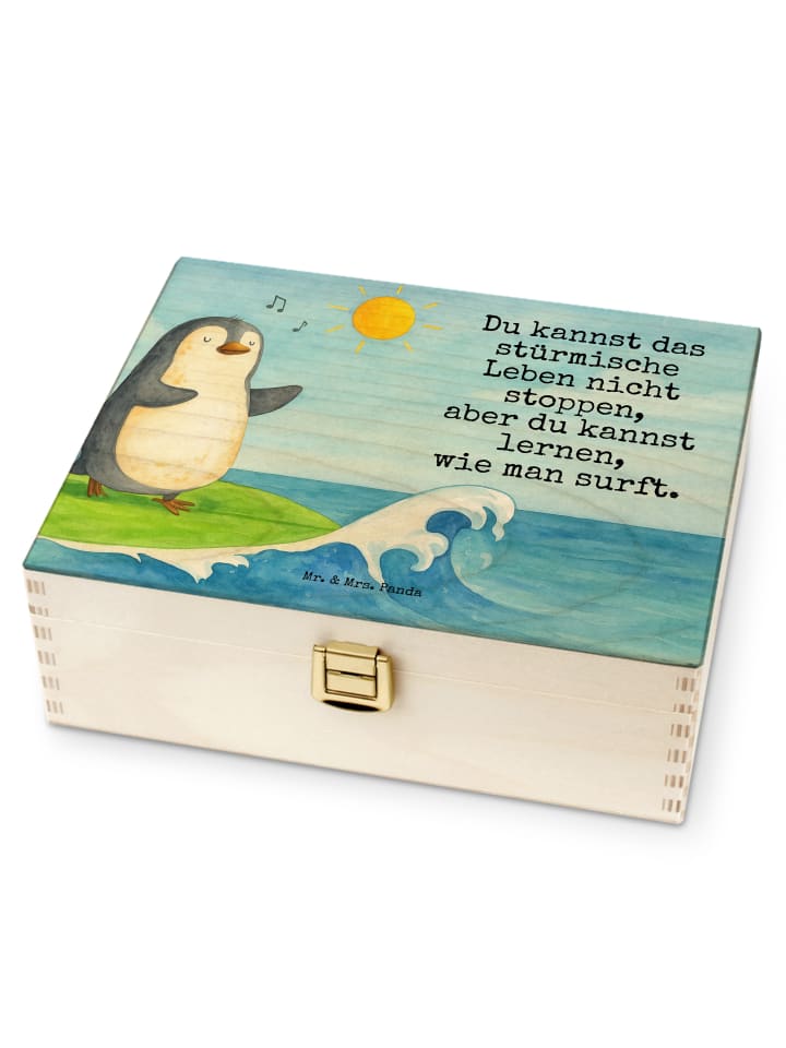 Tee Organizer Pinguin Surfer Design mit Spruch in Weiß