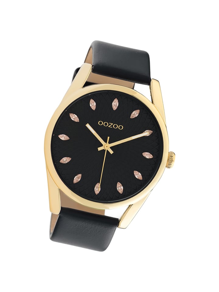 Analog-Armbanduhr Oozoo Timepieces schwarz groß (ca. 45mm)