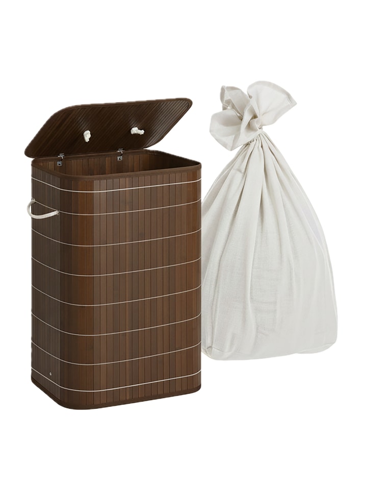 Wäschekorb in Dunkelbraun - (B)40 x (H)60 x (T)30 cm