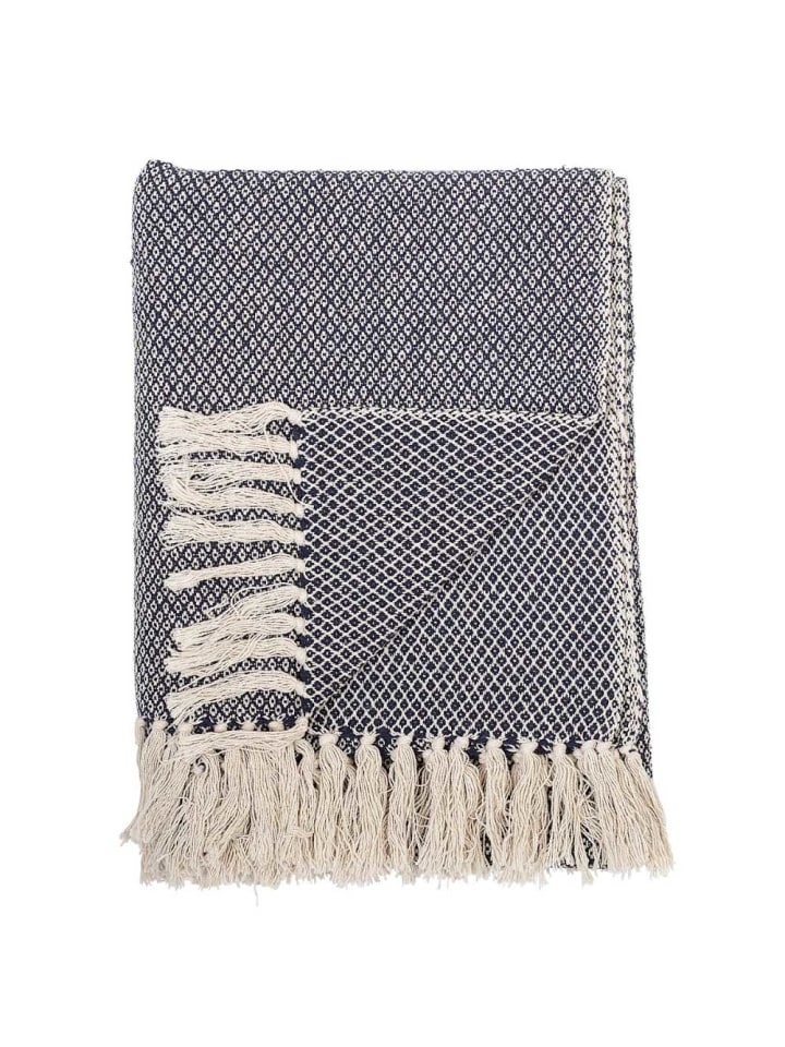 Decke BARRY Blau mit Karo Muster