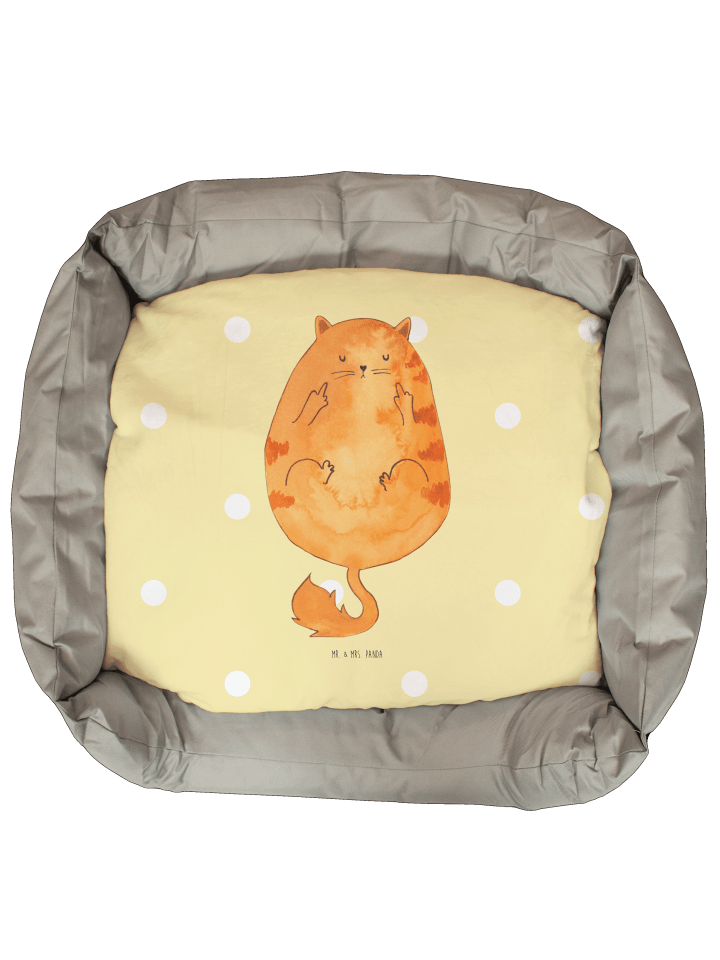Katzenkorb Katze Frühaufsteher ohne Spruch in Gelb Pastell