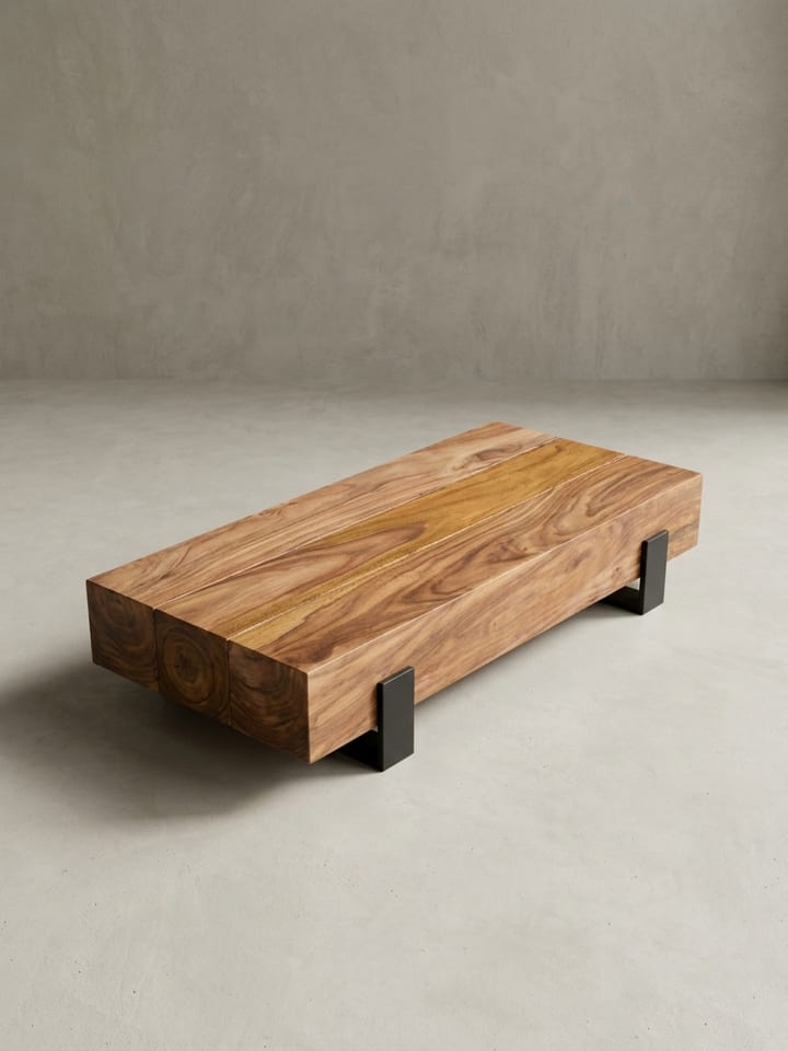Couchtisch | Sheesham/Metall, 115x22x44cm, Industrial