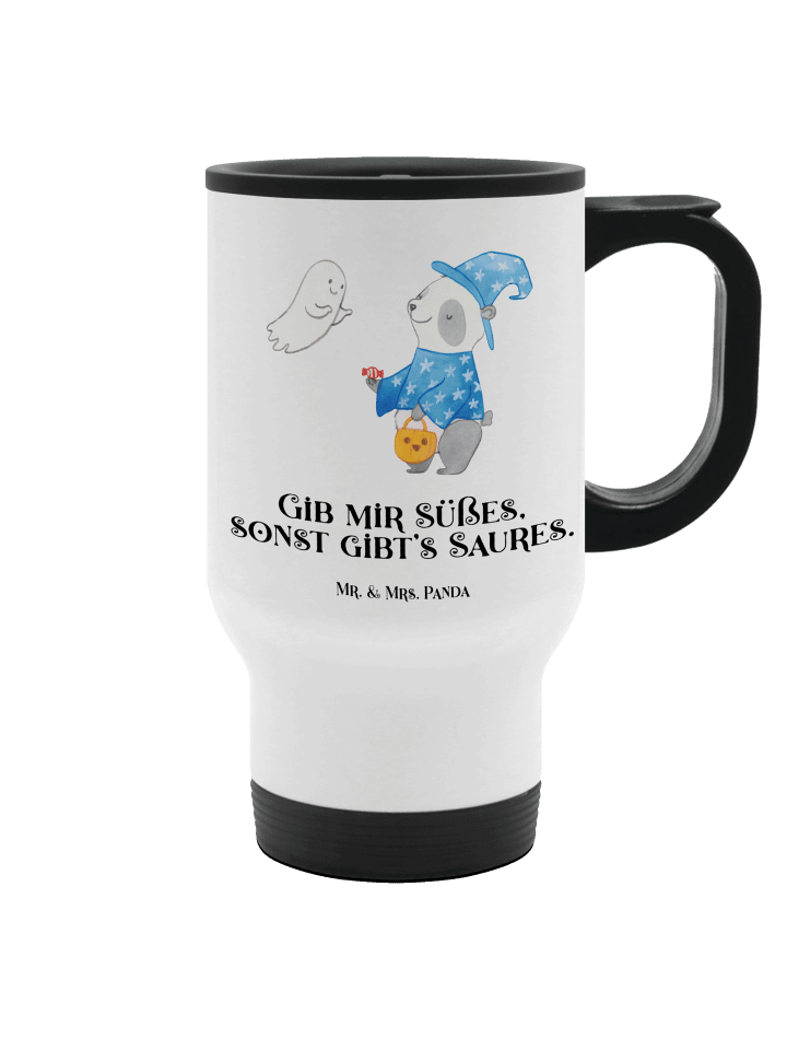 Doppelwandtasse Panda Zauberer mit Spruch in Weiß