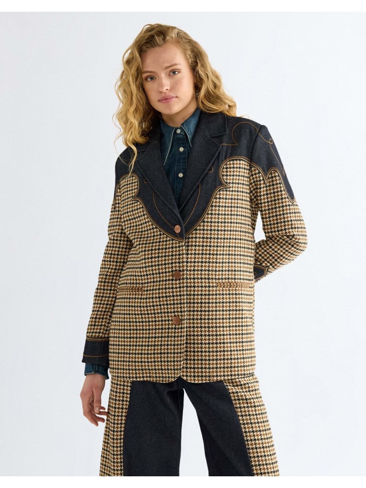 Jeansjacke Houndstooth in Rinse