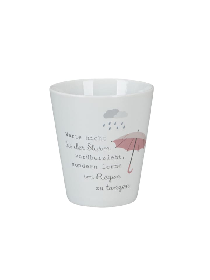 Happy Mug aus Warte nicht bis der Sturm vorüberzieht in weiss