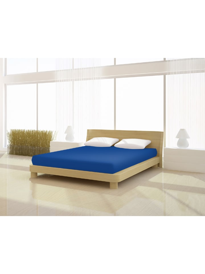 Spannbetttuch Fein Jersey de luxe 90 - 100 x 200 cm in marine