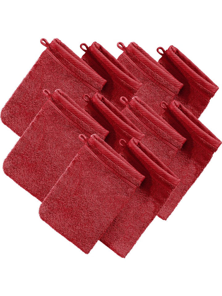 Frottier Waschhandschuh 10er-Pack Heidelberg in rot