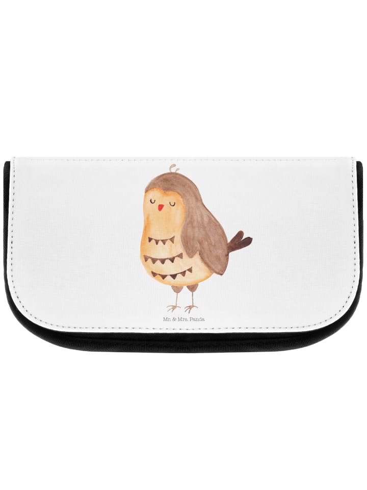 Schminktasche Eule Zufrieden ohne Spruch in Weiß