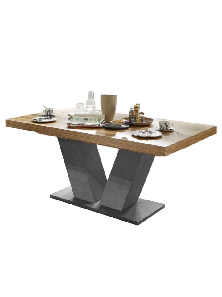 ESSTISCH ausziehbar Elena 180x90x76 Graphit/Plankeneiche